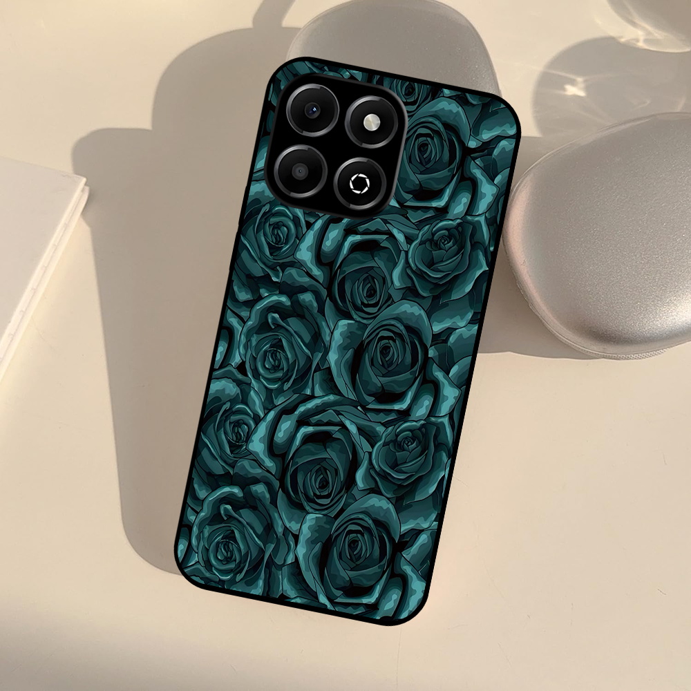 Dark Forest Green Rose Phone Case For Huawei Honor X6b 4g/Play 60 Plus/X7c/200 Smart 5g/X8/X8 5g/X6a/200 Lite Soft Silicone Drop Resistance Camera Protection Anti-Scratch Ideal Gift For Her Him Christmas Gift Phone Accessories Fashionable