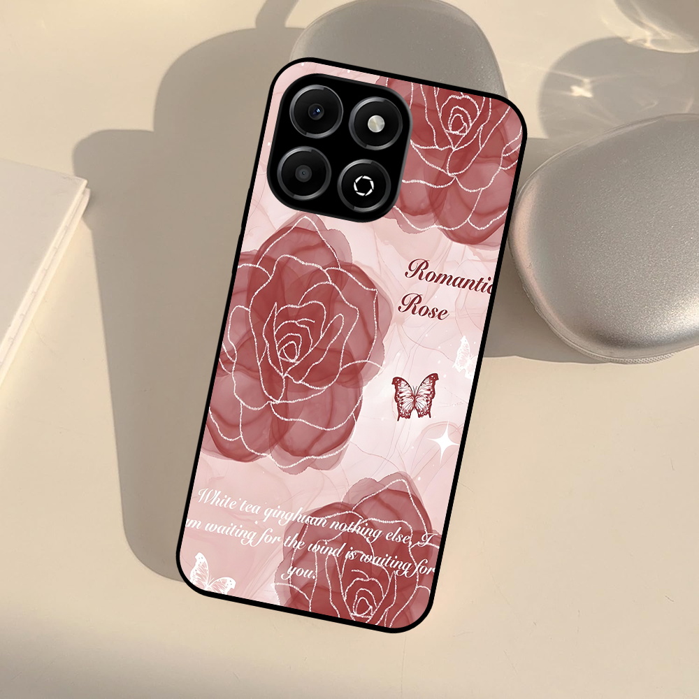 Pink Rose Butterfly Phone Case For Huawei Honor X6b 4g/Play 60 Plus/X7c/200 Smart 5g/X8/X8 5g/X6a/200 Lite Soft Silicone shockproof phone case Phone Case with Camera Protection Slim Fit Phone Cover Fashionable Ideal Christmas Gift