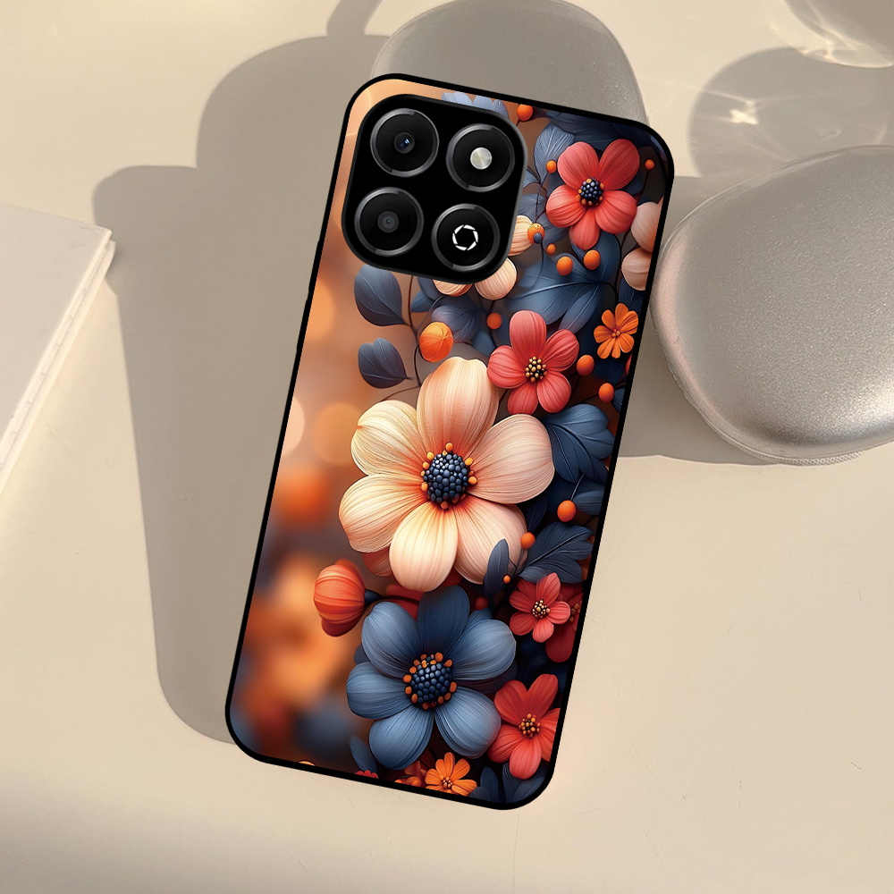 Artistic Floral Phone Case For Huawei Honor X6b 4g/Play 60 Plus/X7c/200 Smart 5g/X8/X8 5g/X6a/200 Lite Soft Silicone with Camera Protection Anti-Scratch & Airbag Drop Resistance Drop Resistance Ideal Gift for Her Him Mobile Accessories Fashion Design