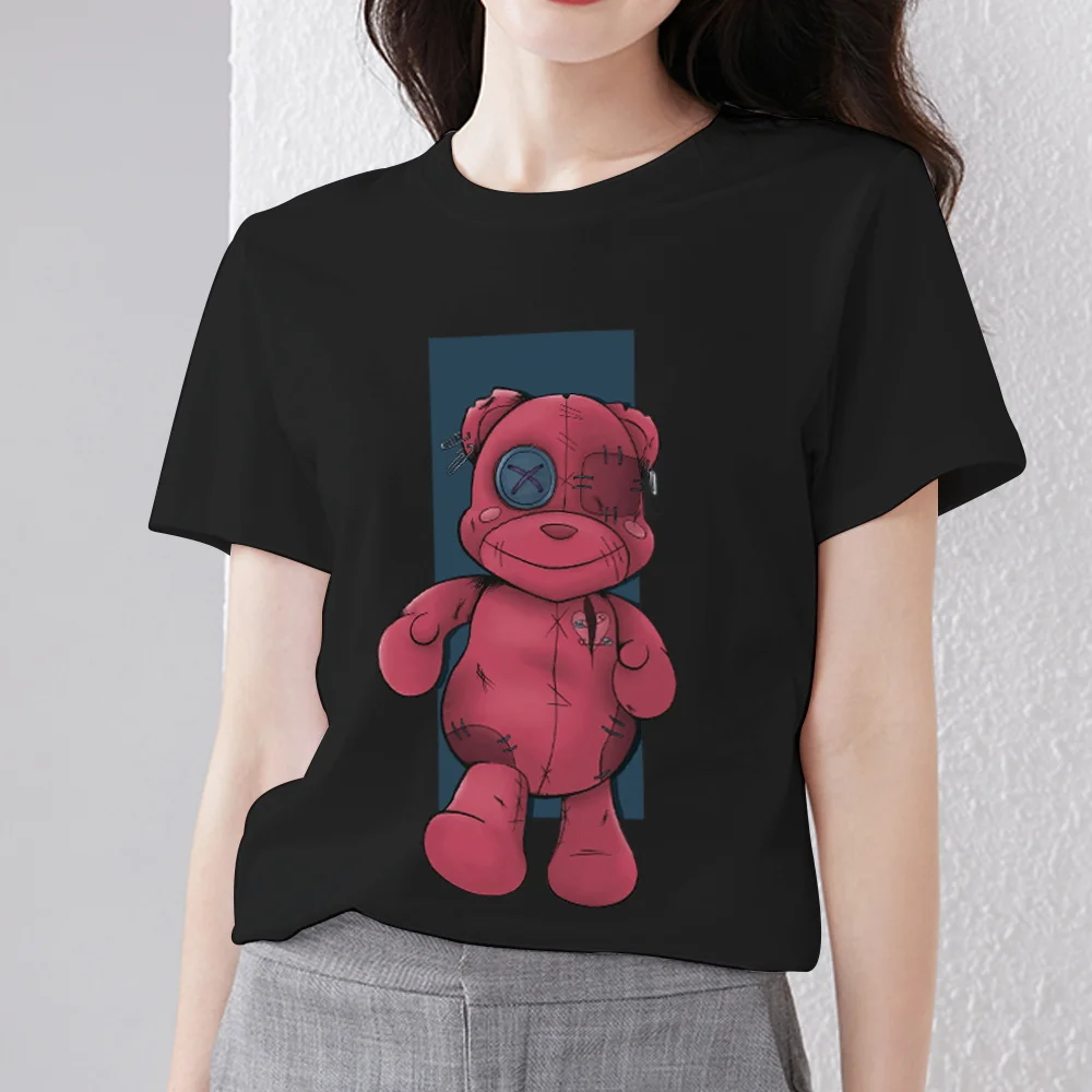 Summer Women Harajuku T-shirt Personality Trend All-match O-neck Top Cartoon Teddy Bear 3D Printing Series Women Shirt
