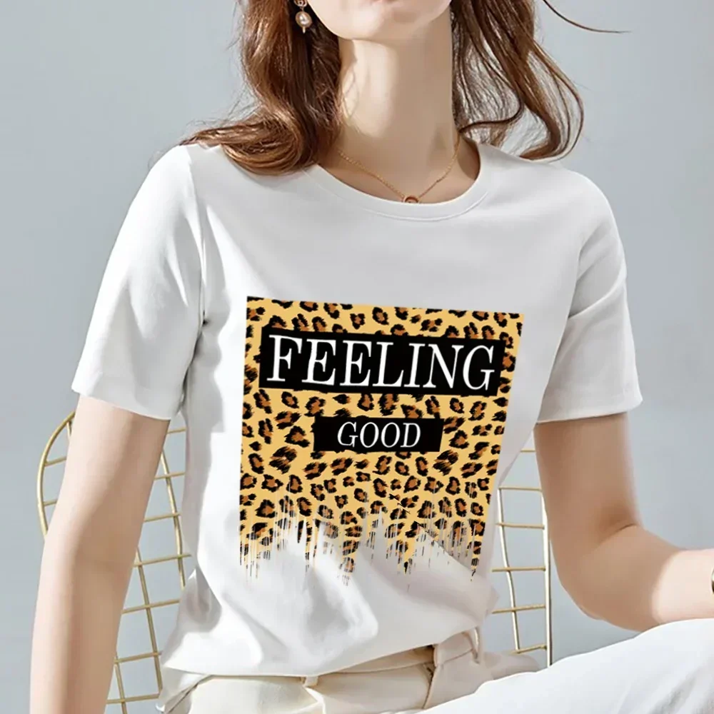 T- Shirt Women Summer New Short Sleeve Leopard Print Clothing Girl T-Shirt Harajuku Graphic Clothing Women’s Top Women Clothing