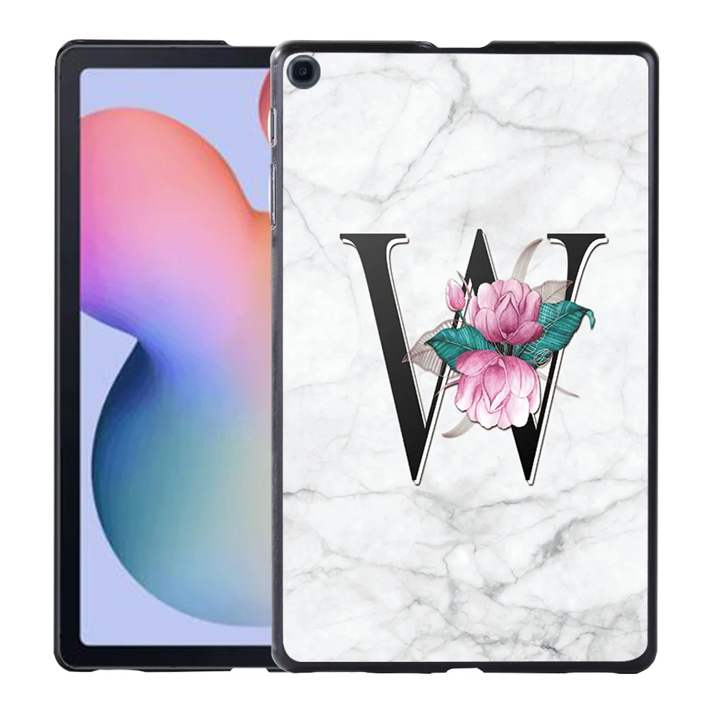 Tablet Case for Samsung Galaxy A7 Lite T220 8.7″ Tab S4 S6 S5e S6 Lite S7 A 8.0 A7 10.4 T500 Cover with White Marble 26 Letters
