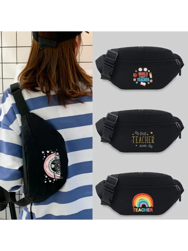 Women’s Sports Waist Bag Unisex Bum Bags Teacher Pattern Series Lightweight Black Outdoor Sports Chest Bag Wild Fanny Pack