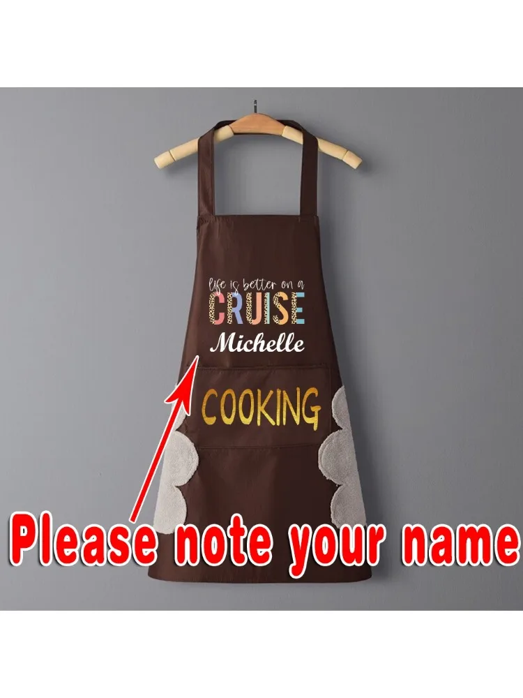 Personalized CustomizedWomen’s Kitchen Oil-proof Apron With Pocket Belt Waterproof Sleeveless Bib Apron At Home