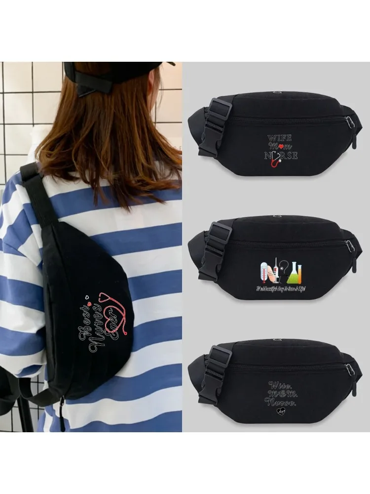 2025 Popular Student Bum Bag Nurse Pattern Messenger Waist Bag Chest Bag Leisure Sports Canvas Fanny Pack Convenient