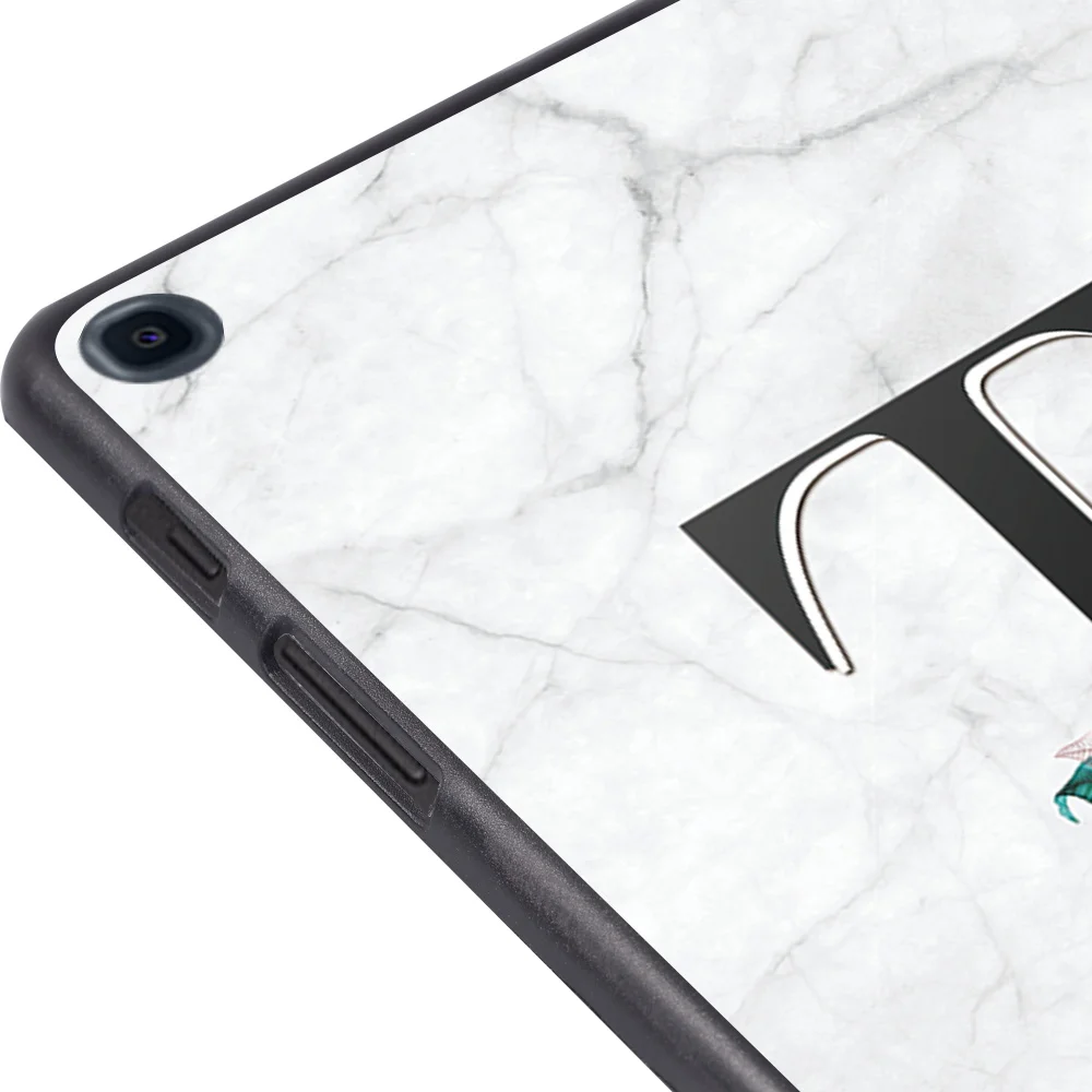 Tablet Case for Samsung Galaxy A7 Lite T220 8.7″ Tab S4 S6 S5e S6 Lite S7 A 8.0 A7 10.4 T500 Cover with White Marble 26 Letters