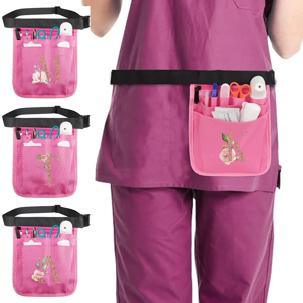 Nurse Waist Bag Medical Supplies Storage Pocket Nurse Accessories Tool Bags High-quality Zipper Storage Pack Rose Gold Series