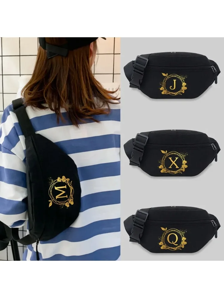 Chest Bag Travel Waist Bags Unisex Wreath Series Printing Lightweight Leisure Sports Banana Bags Canvas Fanny Pack 2025 Trend