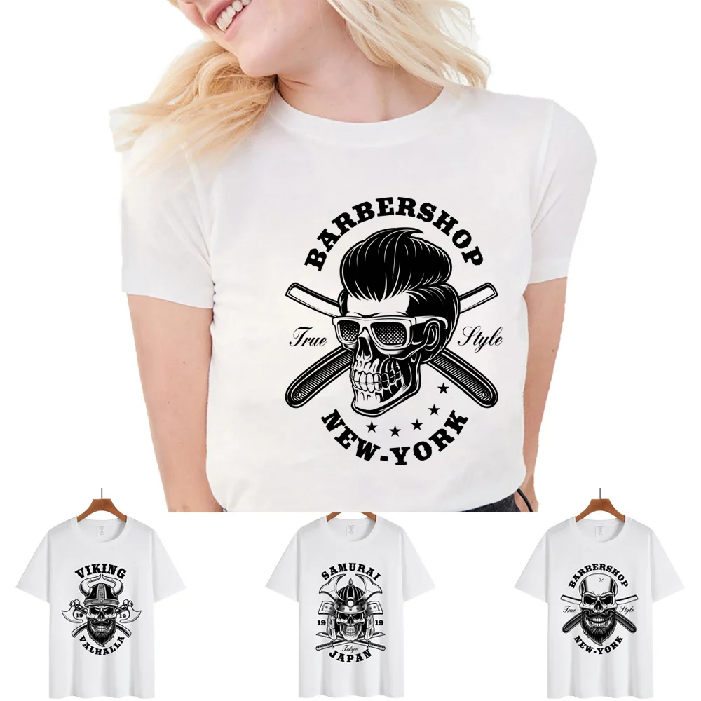 T-shirt Top Women New Round Neck Short Sleeve Tshirts Clothing Fashion Streetwear Tees Breathable Skull Print All-match Shirts
