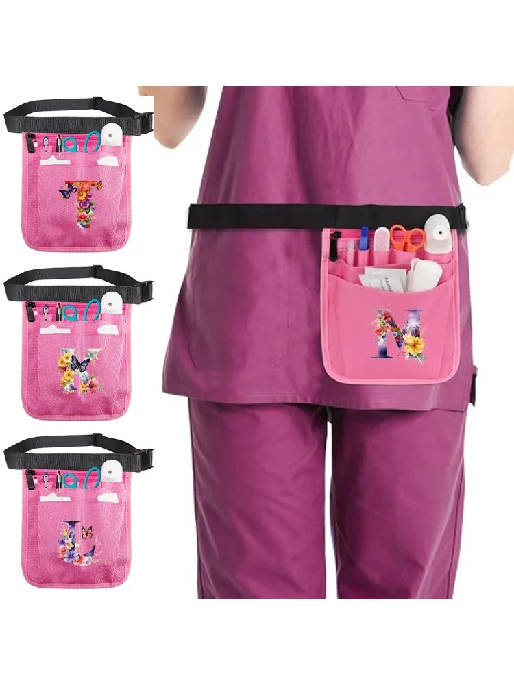 Nurse Waist Pocket Medical Supplies Storage Bag Nurse Universal Waist Pack Multi Pocket Storage Bags Butterfly Letter Series