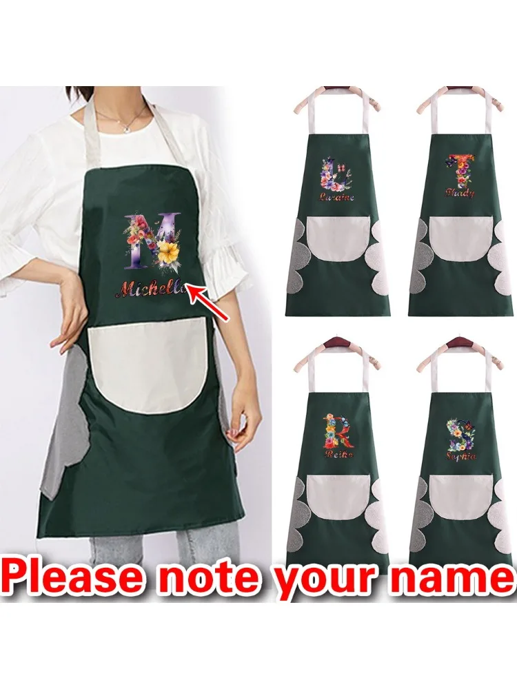 Personalized Customized Household Apron Oil-proof and Hand-wiping Kitchen Cooking Adult Big Pocket Fashion Apron