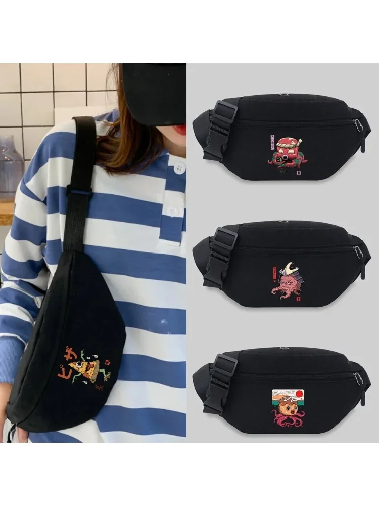 Chest Bag Travel Waist Bags Unisex Cute Monster Series Printing Lightweight Leisure Sports Banana Bags Canvas Fanny Pack 2025