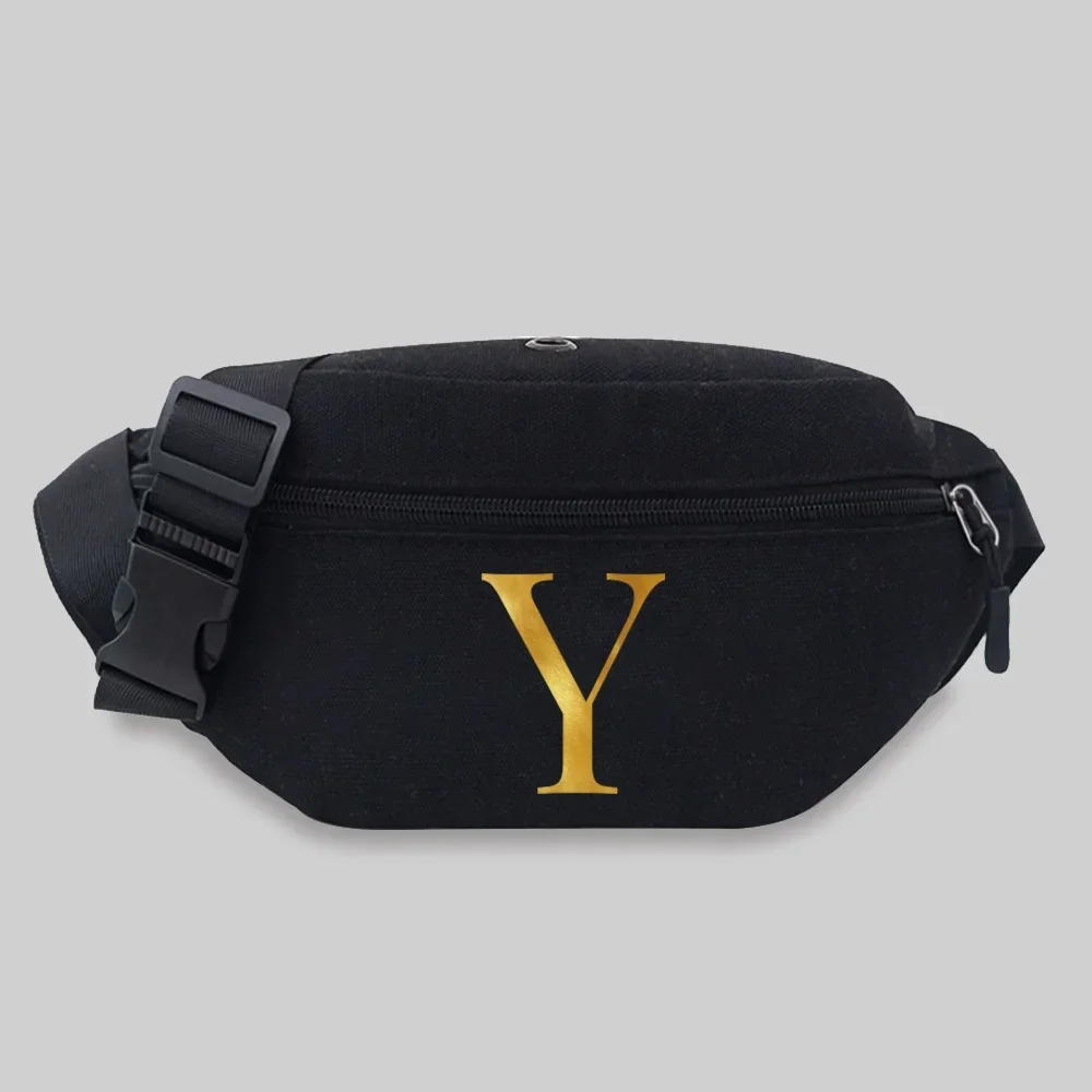 Fanny Packs for Women Outdoor Sports Crossbody Bag Letter Series Pattern Waist Bags Leisure Sports Canvas Travel Belt Bags