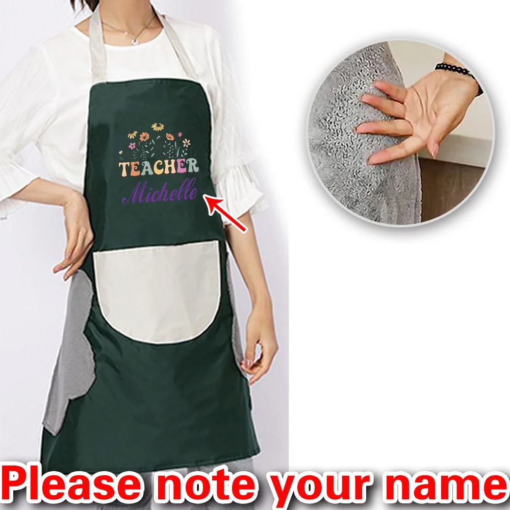 Personalized Customized Unisex Waterproof Kitchen Apron Restaurant Shop Work Clothes Pocket Fashion Cleaning Apron