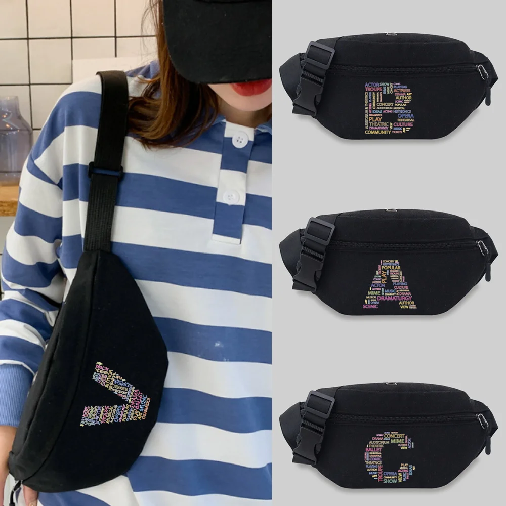 Trend Text Lettern Pattern Waist Bag Chest Bags Unisex Student Printing Leisure Sports Bum bag Wild Fanny pack