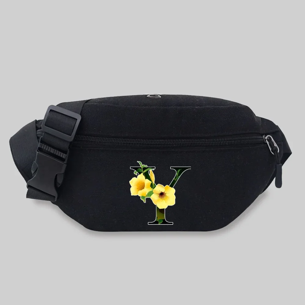 Women’s Sports Waist Bag Unisex Bum Bags Flower Color Pattern Series Lightweight Black Outdoor Sports Chest Bag Wild Fanny Pack