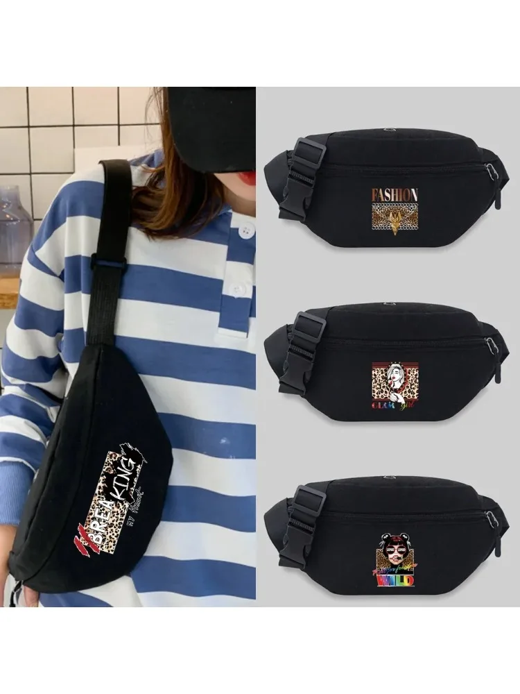 Waist Bag Small Crossbody Sling Bags Leopard Pattern Series Messenger Waist Bag Chest Bag Leisure Sports Canvas Fanny Pack