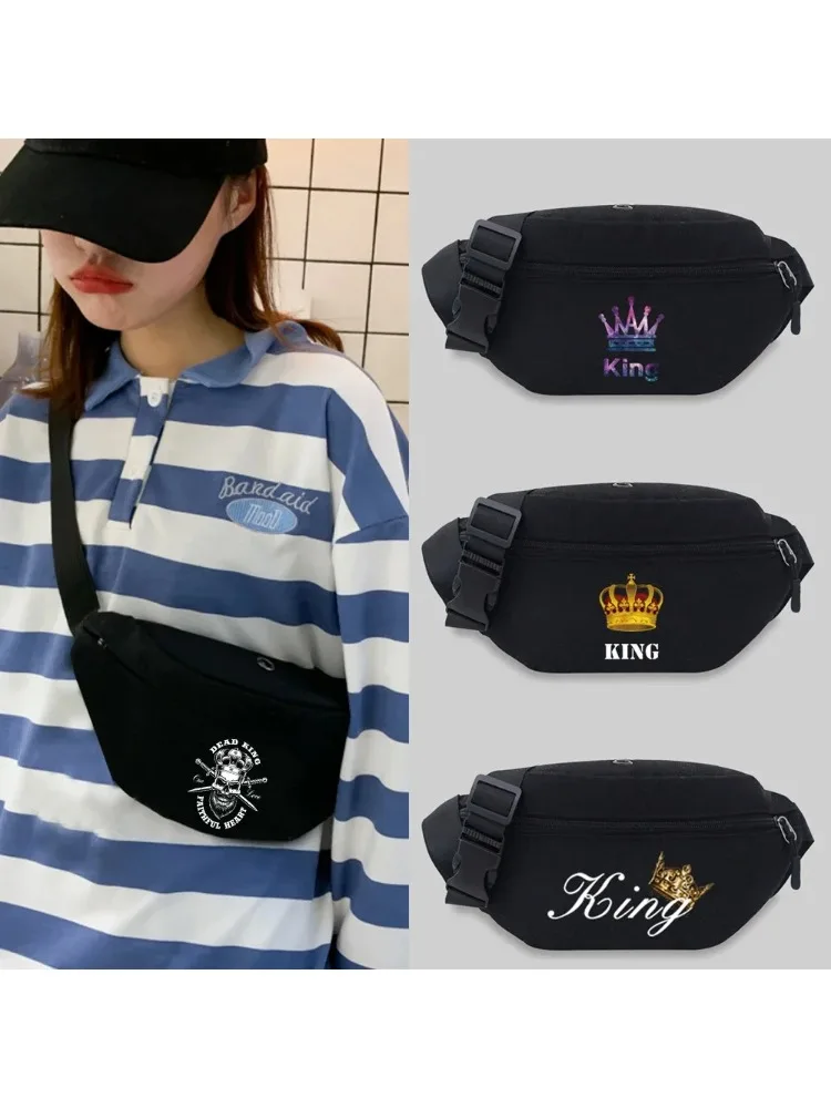 Fanny Packs for Women Outdoor Sports Crossbody Bag King Series Pattern Waist Bags Leisure Sports Canvas Travel Belt Bag