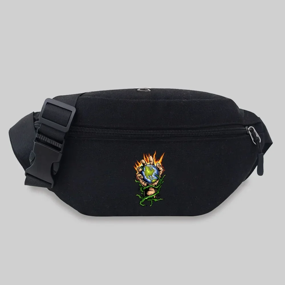 Waist Pack Outdoor Sports Bag Canvas Pouch Hand Pattern Series Lightweight  Black Leisure Chest Bag Wild Fanny Pack 2025
