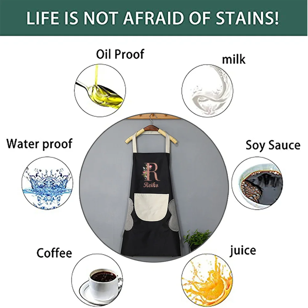 Personalized Customized New Unisex Waterproof Kitchen Apron Restaurant Clerk Work Clothes Pocket Cleaning Apron