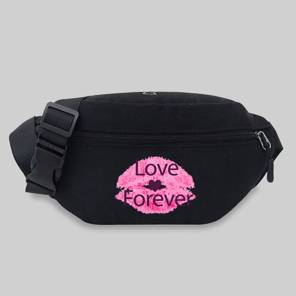 2025 Popular Student Bum Bag Mouth Pattern Messenger Waist Bag Chest Bag Leisure Sports Canvas Fanny Pack Convenient