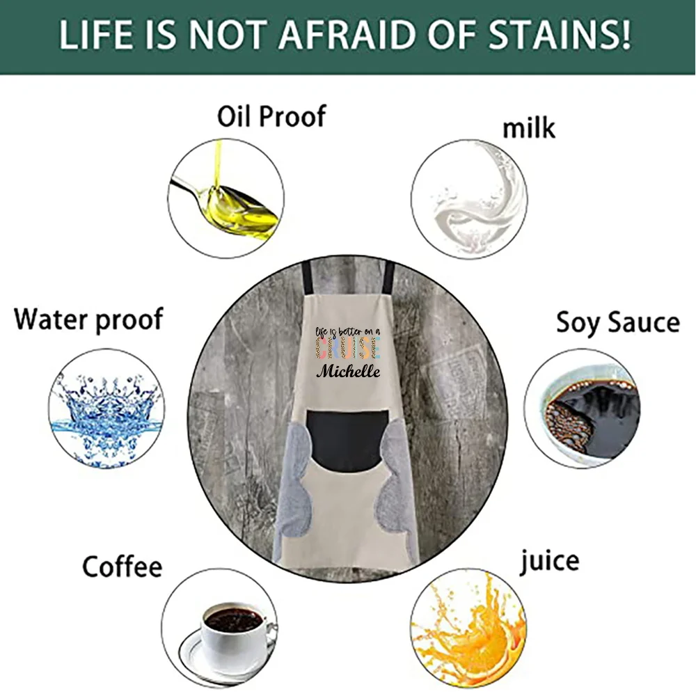 Personalized Customized Kitchen Apron Oil-proof and Waterproof Adult Waist Fashion Apron Kitchen Supplies for Men and Women.