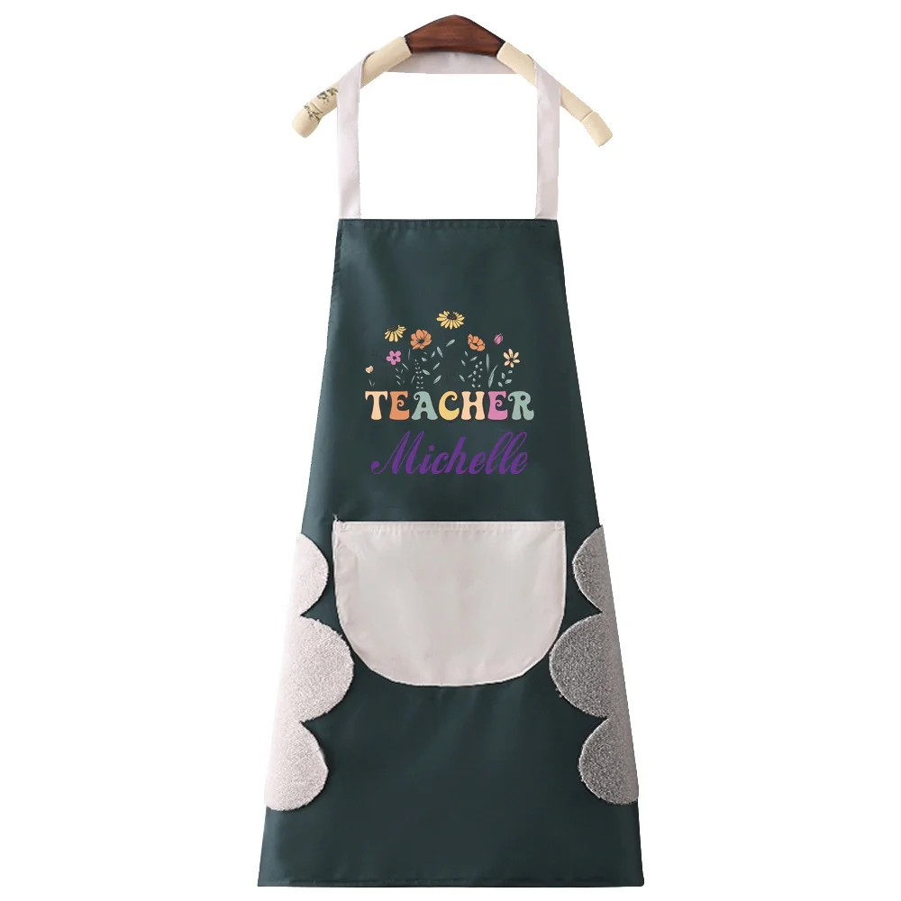 Personalized Customized Unisex Waterproof Kitchen Apron Restaurant Shop Work Clothes Pocket Fashion Cleaning Apron