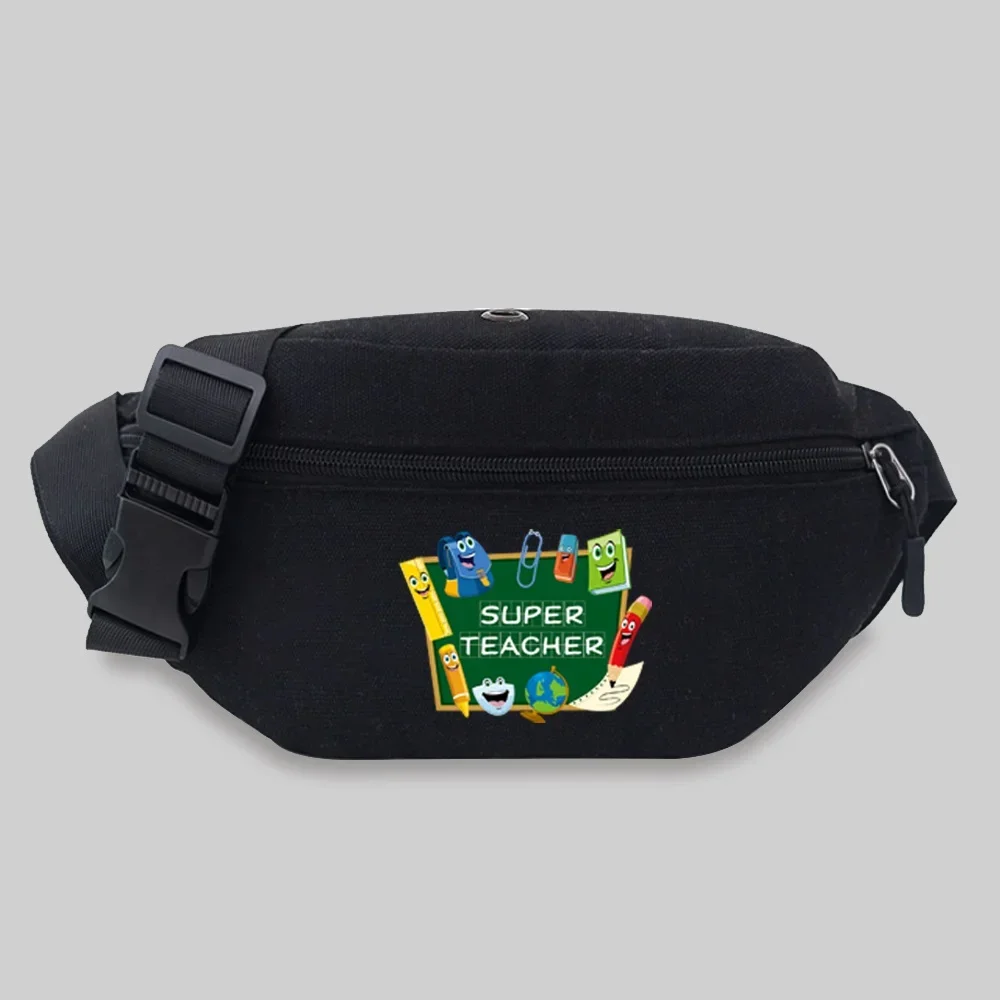 Women’s Sports Waist Bag Unisex Bum Bags Teacher Pattern Series Lightweight Black Outdoor Sports Chest Bag Wild Fanny Pack