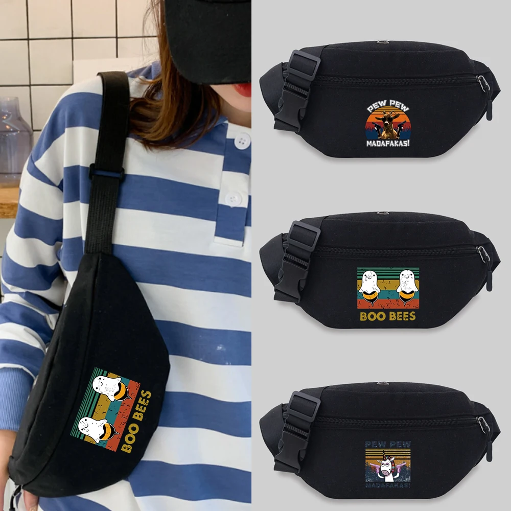 2025 Popular Student Bum Bag Pew Pattern Messenger Waist Bag Chest Bag Leisure Sports Canvas Fanny Pack Convenient