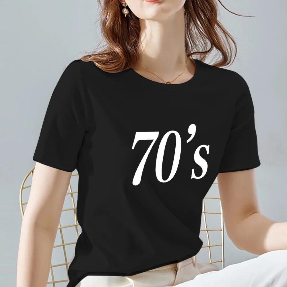 T-shirt Tops Women Summer 2024 New Harajuku Round Neck Tshirts Short Sleeve Years Print Clothing Casual Breathable Shirts Tees