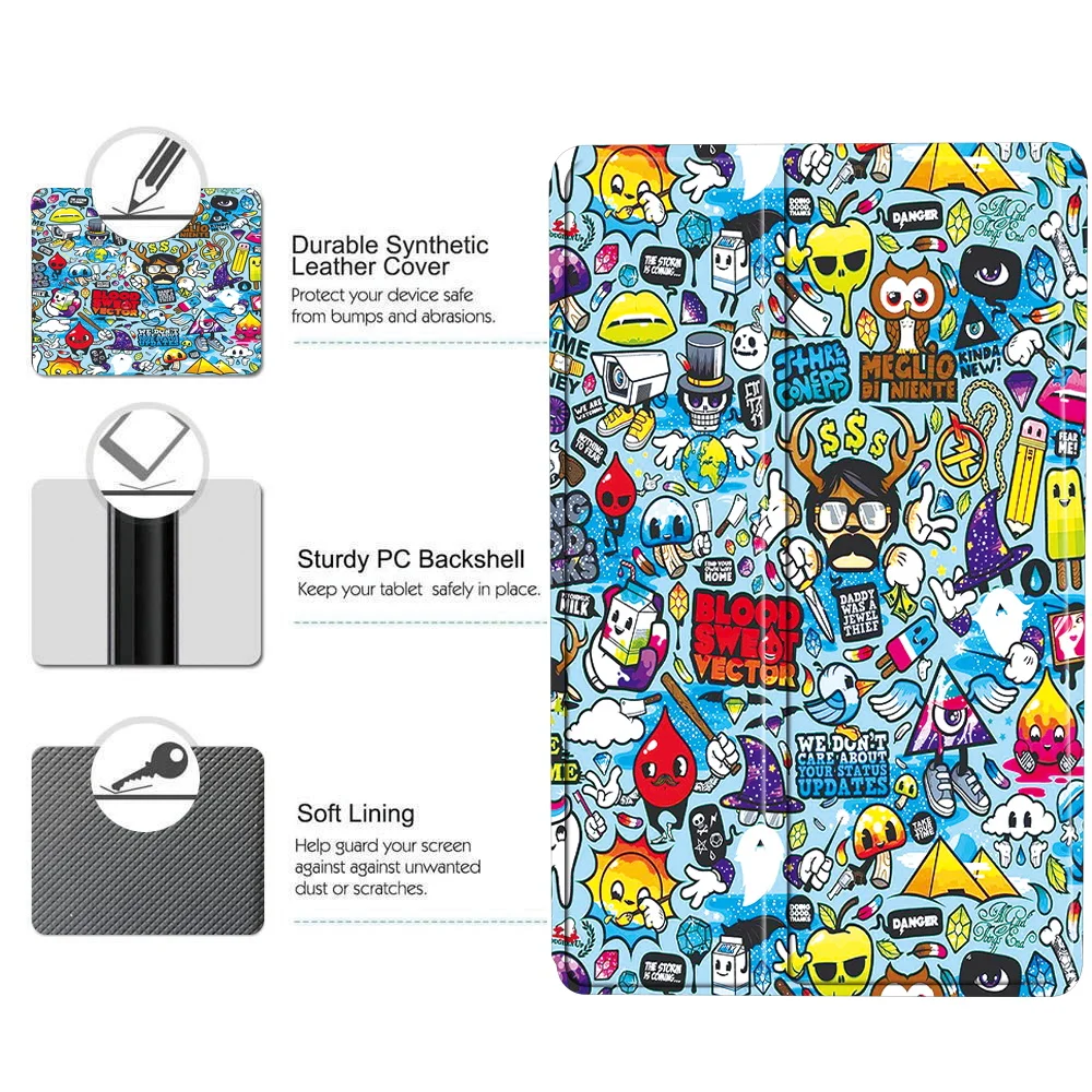 Compatible with Amazon Fire 7 (5th Gen 2015)/Fire 7 (7th Gen 2017)/Fire 7 (9th Gen 2019) Universal Tablet Stand PU Fold Cover