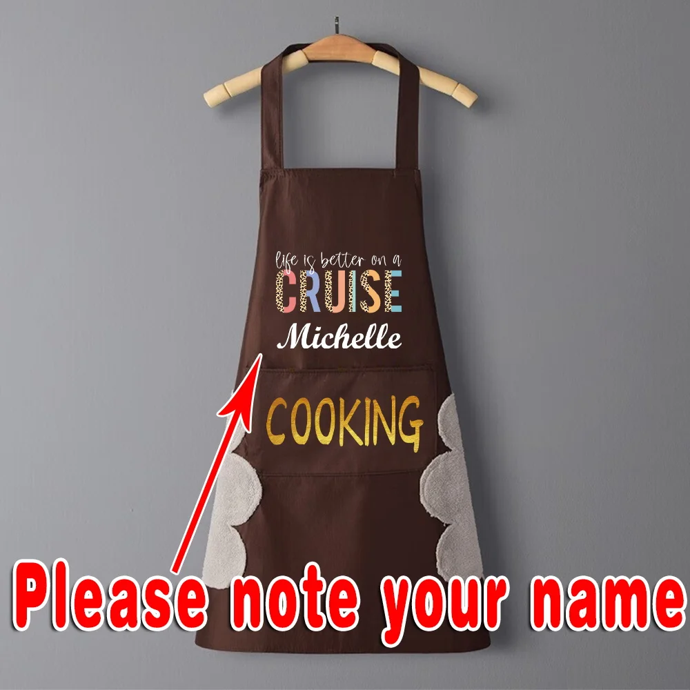 Personalized CustomizedWomen’s Kitchen Oil-proof Apron With Pocket Belt Waterproof Sleeveless Bib Apron At Home
