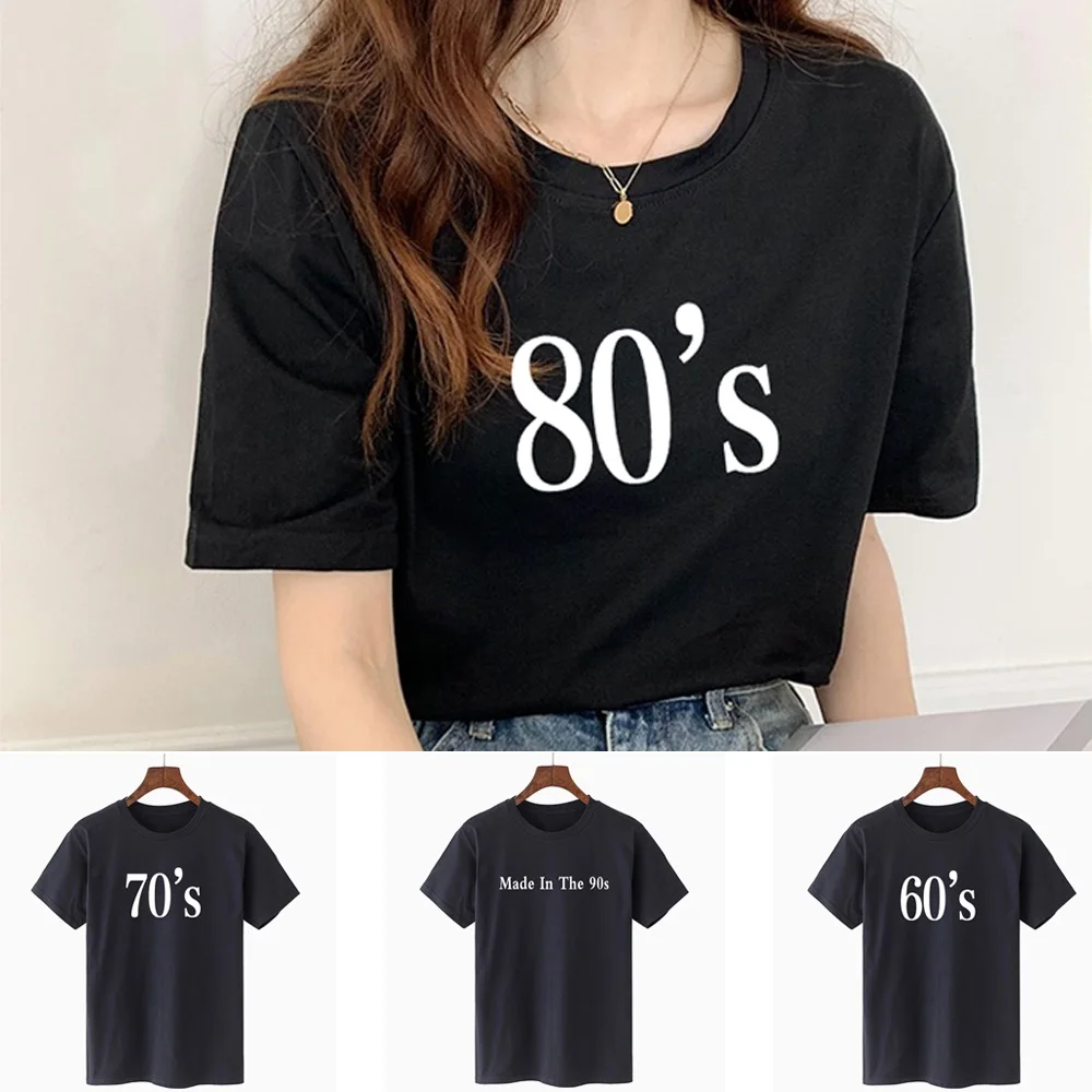 T-shirt Tops Women Summer 2024 New Harajuku Round Neck Tshirts Short Sleeve Years Print Clothing Casual Breathable Shirts Tees
