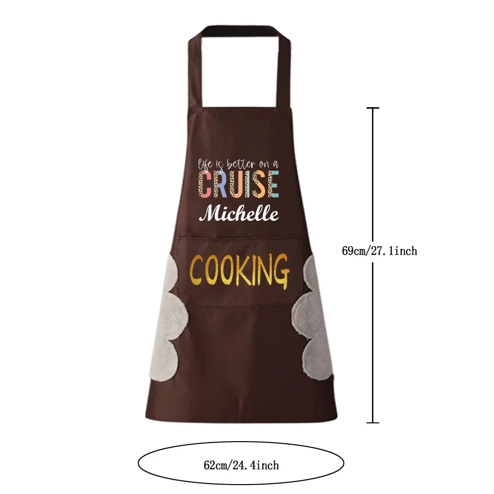 Personalized CustomizedWomen’s Kitchen Oil-proof Apron With Pocket Belt Waterproof Sleeveless Bib Apron At Home