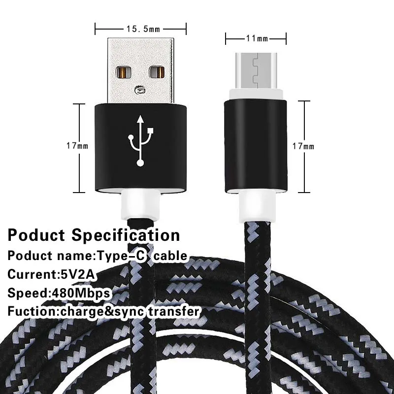 Universal Type C USB – C Charging Data Sync Charger Cable Lead for Xiaomi Huawei Samsung Charger Xiaomi redmi Android Tablet