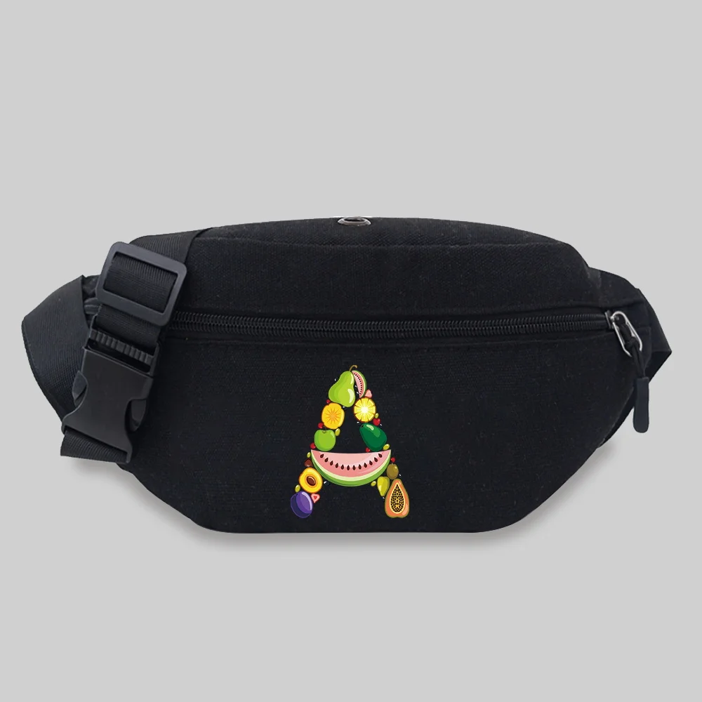 New Waist Bag Fruit Lettern Pattern Unisex Messenger Bag Chest Bag Student Fanny pack Convenient Multiple Styles