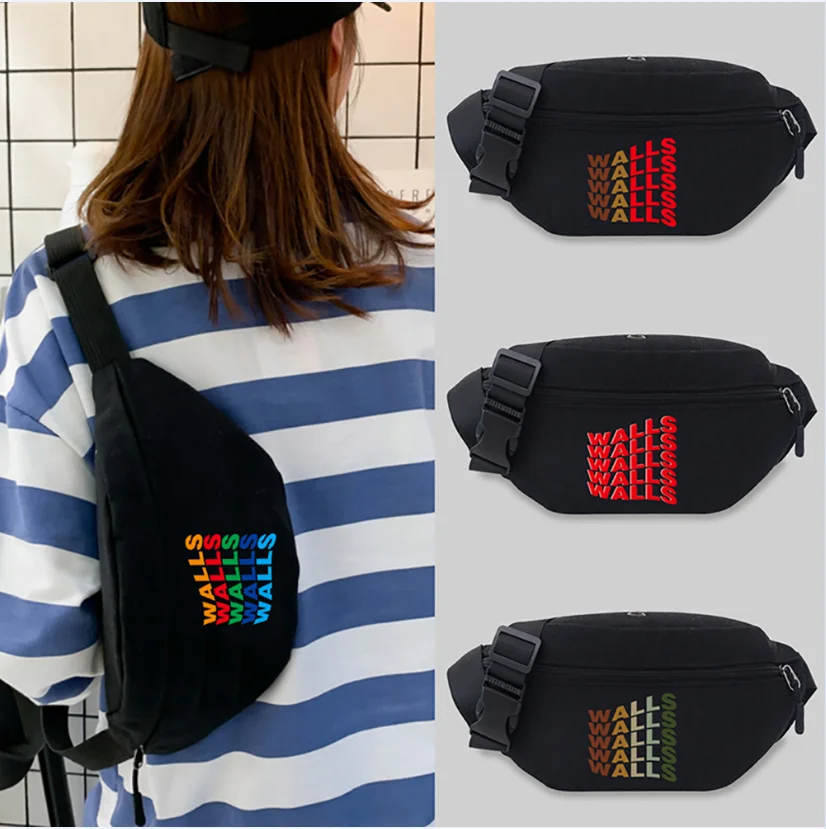 Trend Wallsl Pattern Waist Bag Chest Bag Unisex Student Printing  Leisure Sports Fanny pack Wild Bum bag