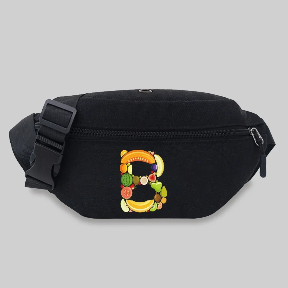 New Waist Bag Fruit Lettern Pattern Unisex Messenger Bag Chest Bag Student Fanny pack Convenient Multiple Styles