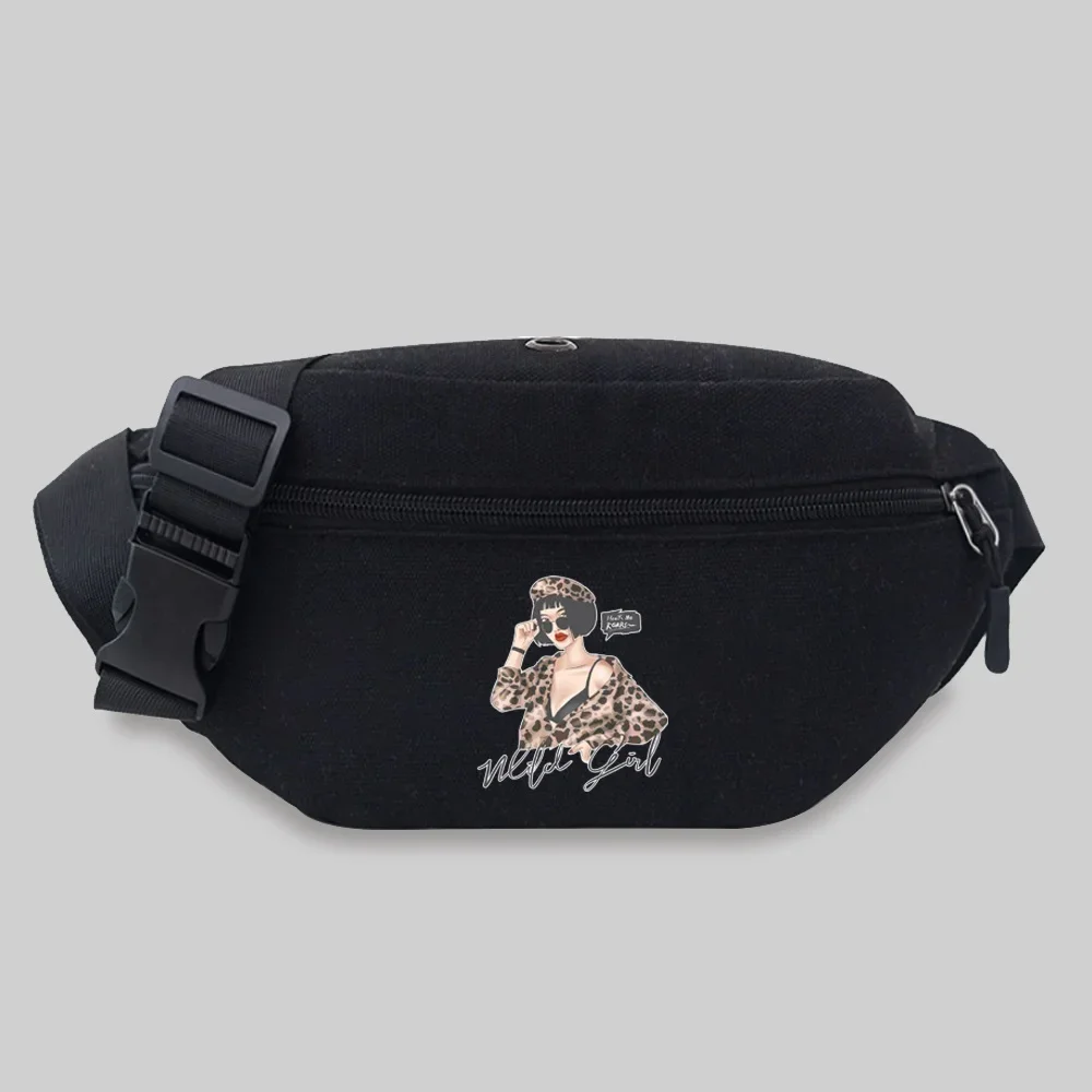Belt Bag Unisex Bum Bags Student Trend Wild Pattern Print Lightweight Wild Outdoor Sports Fanny Pack Black Leisure Chest Bag