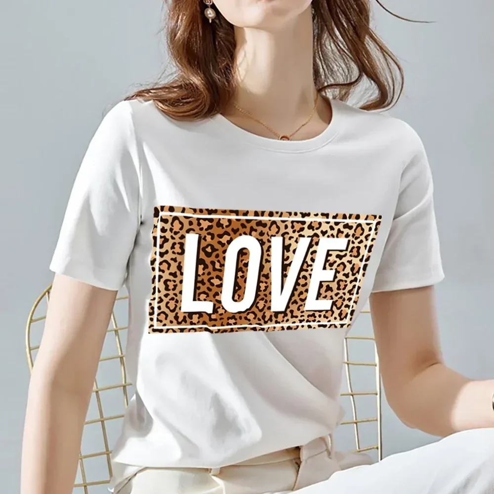 T- Shirt Women Summer New Short Sleeve Leopard Print Clothing Girl T-Shirt Harajuku Graphic Clothing Women’s Top Women Clothing