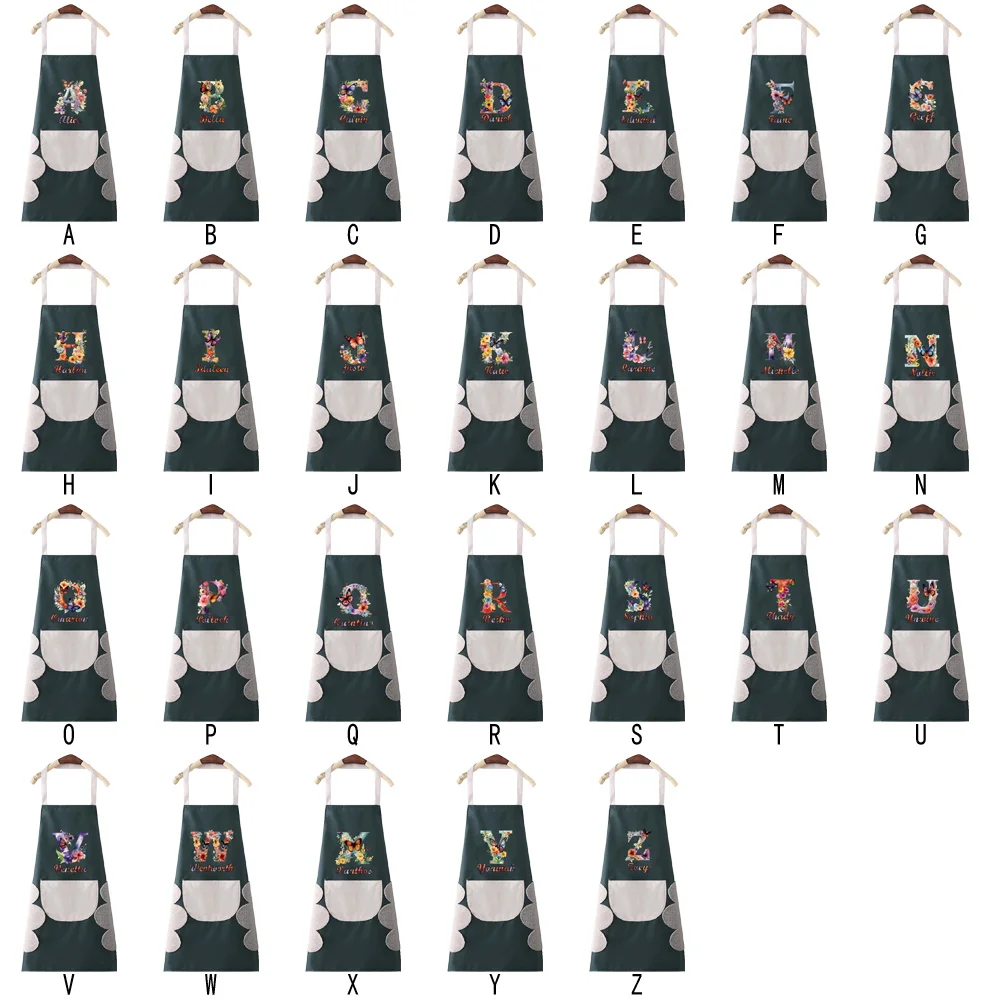 Personalized Customized Household Apron Oil-proof and Hand-wiping Kitchen Cooking Adult Big Pocket Fashion Apron