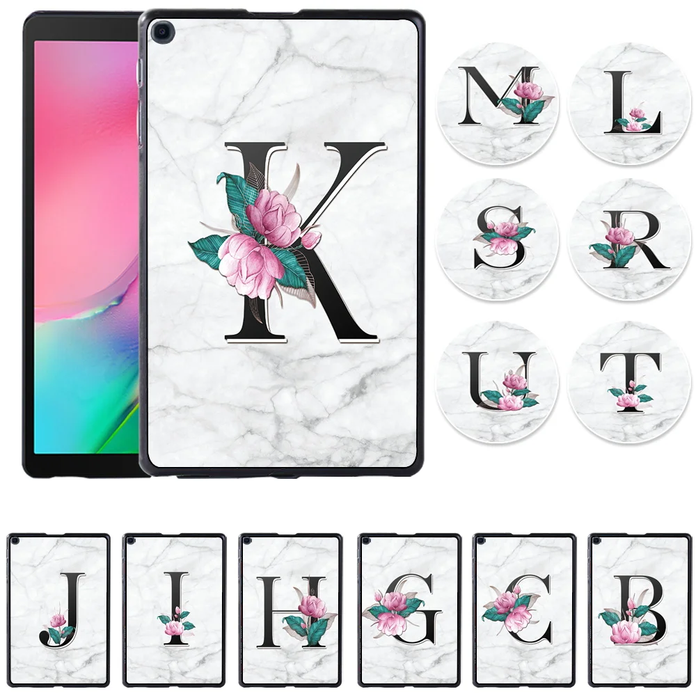 Tablet Case for Samsung Galaxy A7 Lite T220 8.7″ Tab S4 S6 S5e S6 Lite S7 A 8.0 A7 10.4 T500 Cover with White Marble 26 Letters