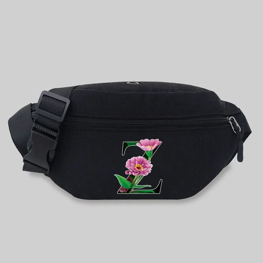 Women’s Sports Waist Bag Unisex Bum Bags Flower Color Pattern Series Lightweight Black Outdoor Sports Chest Bag Wild Fanny Pack