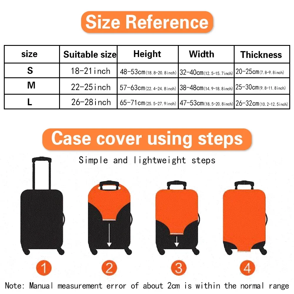 Travel Luggage Protective Case Engrave Image Letter Traveler Essentials Accessories for 18-28 Inch Elastic Dust Suitcase Cover