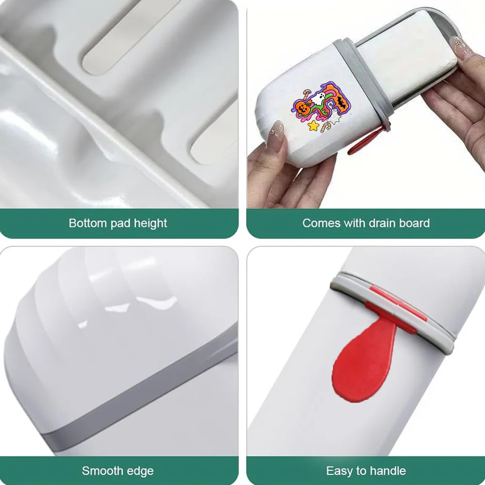 Portable Capsule Shaped Soap Cartridge Tray Leak Proof Soap Storage Box Durable Plastic Dustproof Storage Case Candy Pattern