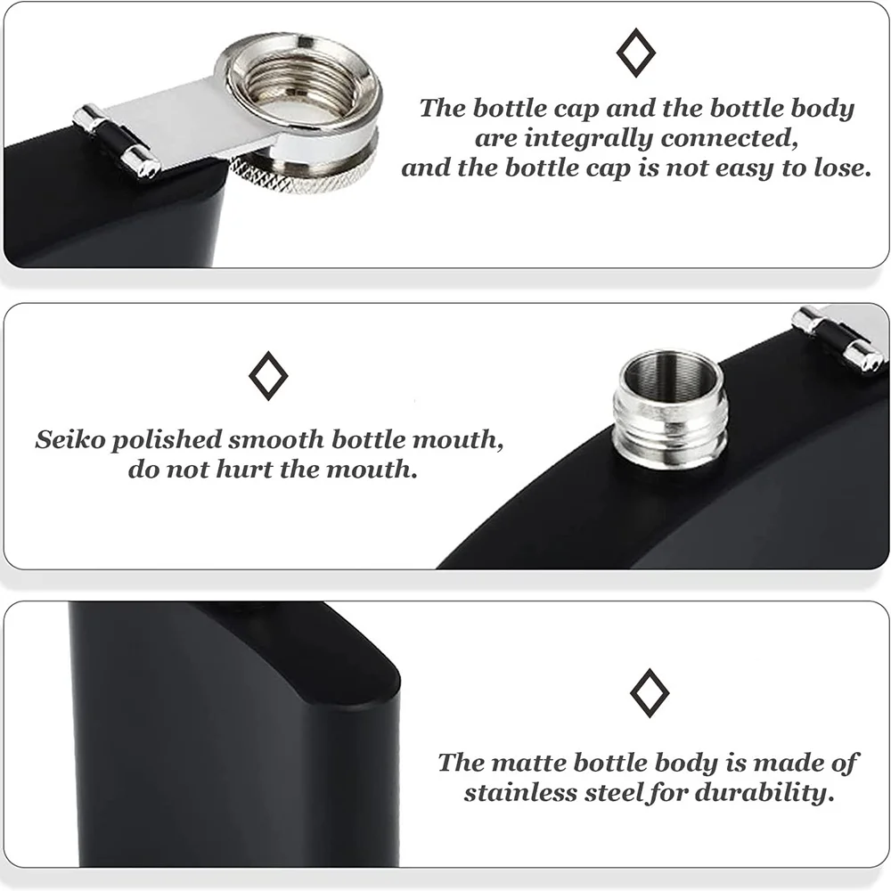 Stainless Steel Flask Wine Pot Pockets Water Bottle Never-Lose Cap Simplicity For Travel And Outdoor Wood Art Letter Pattern