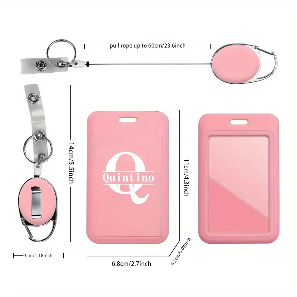 Customized Name Employee Card Protective Cover with Keychain Clip Durable and Extendable ID Clip Name Tag Holder Cover