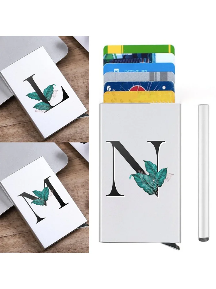 Credit Card Holder Gift Card Storage Boxs Fashion Multi-functional Leaf Series Pop-Up Business Cards Box Minimalist Wallet