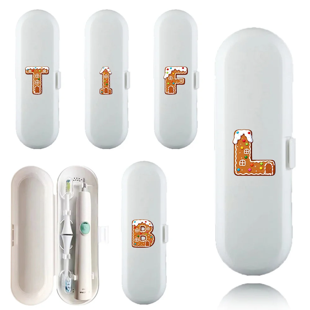 Electric Toothbrush Durable Storage Case Portable Toothbrush Protective Cover Box with Air Holes Travel Tool Gingerbread Pattern