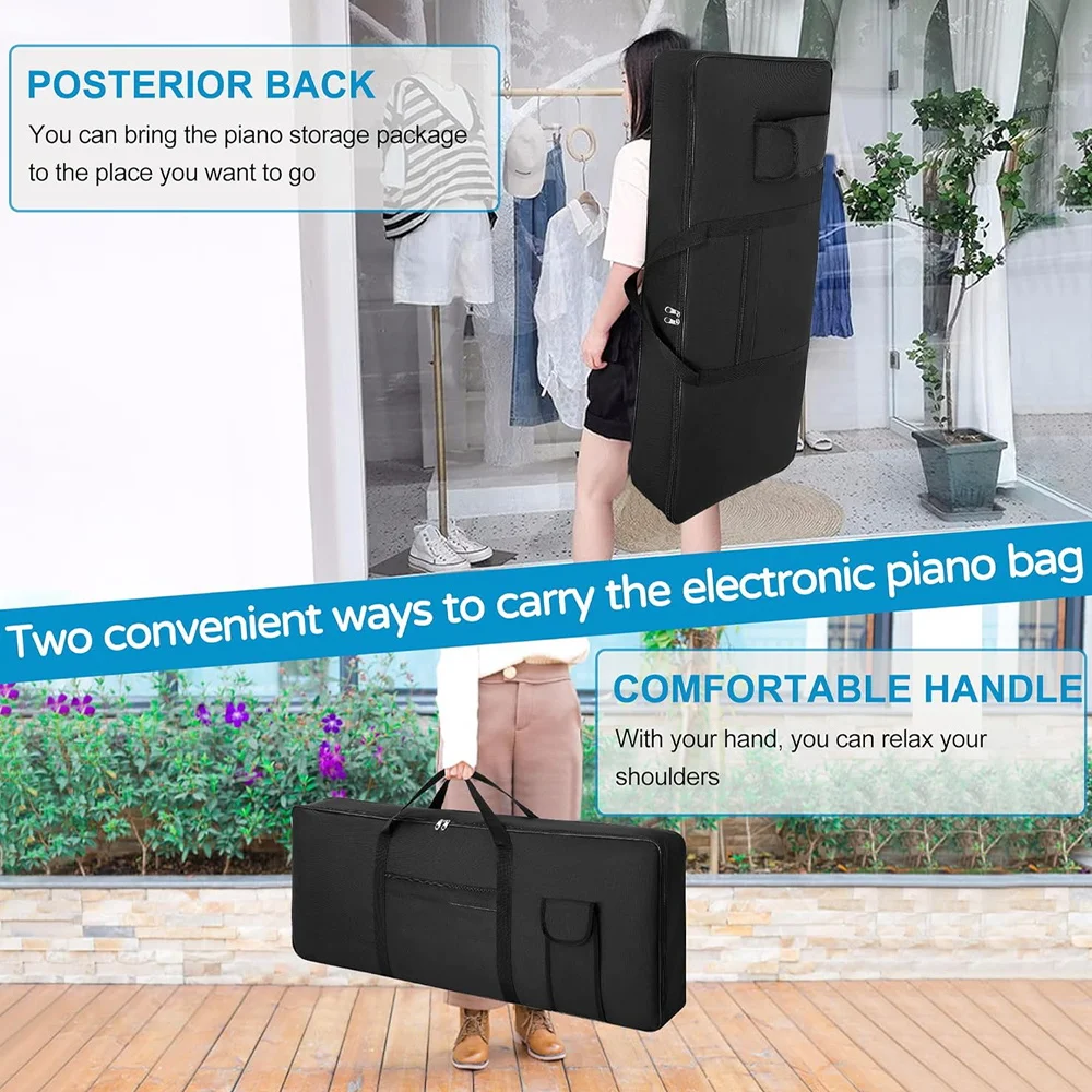 Portable Instrument Storage Case Shockproof 61 Key Electronic Piano Bag Fashion Big Pocket White Series Durable Handbags